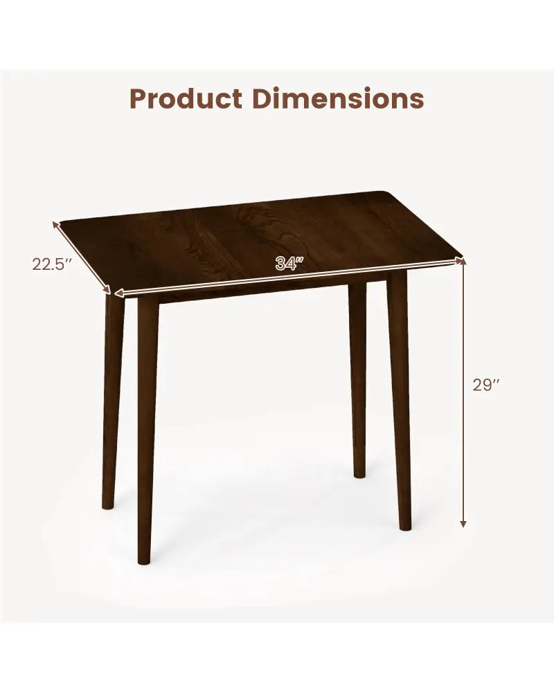 Rectangular Wooden Dining Table for 2-4 34 Inch Farmhouse Solid Wood Kitchen Table-Walnut - Walnut - Dining Tables
