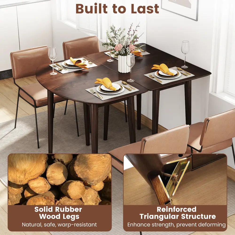 Rectangular Wooden Dining Table for 2-4 34 Inch Farmhouse Solid Wood Kitchen Table-Walnut - Walnut - Dining Tables