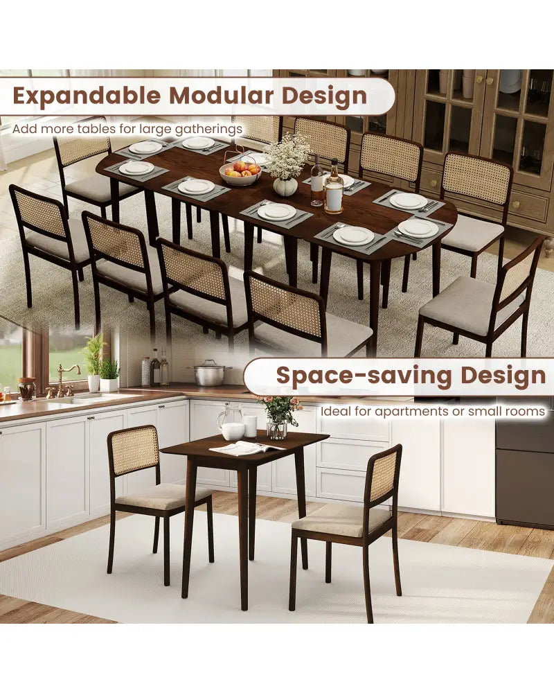 Rectangular Wooden Dining Table for 2-4 34 Inch Farmhouse Solid Wood Kitchen Table-Walnut - Walnut - Dining Tables