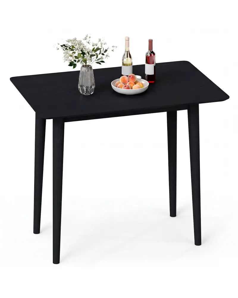 Rectangular Wooden Dining Table for 2-4 34 Inch Farmhouse Solid Wood Kitchen Table-Black - Black - Dining Tables