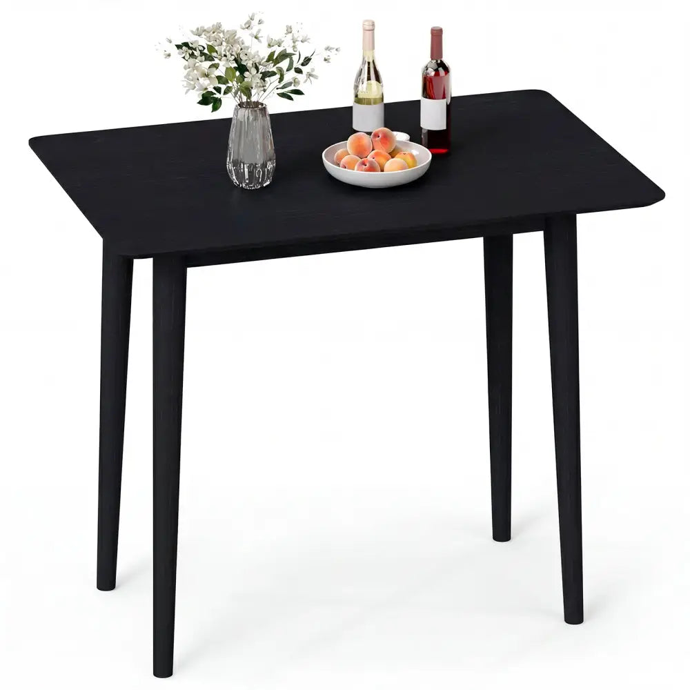Rectangular Wooden Dining Table for 2-4 34 Inch Farmhouse Solid Wood Kitchen Table-Black - Black - Dining Tables
