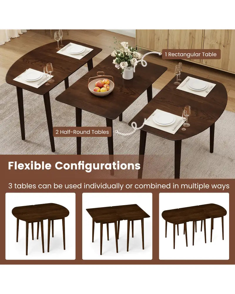 Rectangular Wooden Dining Table for 2-4 34 Inch Farmhouse Solid Wood Kitchen Table-Walnut - Walnut - Dining Tables