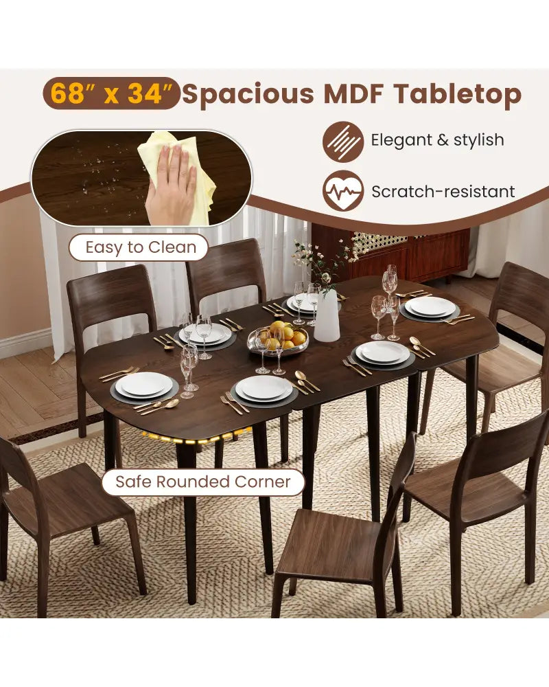 Rectangular Wooden Dining Table for 2-4 34 Inch Farmhouse Solid Wood Kitchen Table-Walnut - Walnut - Dining Tables