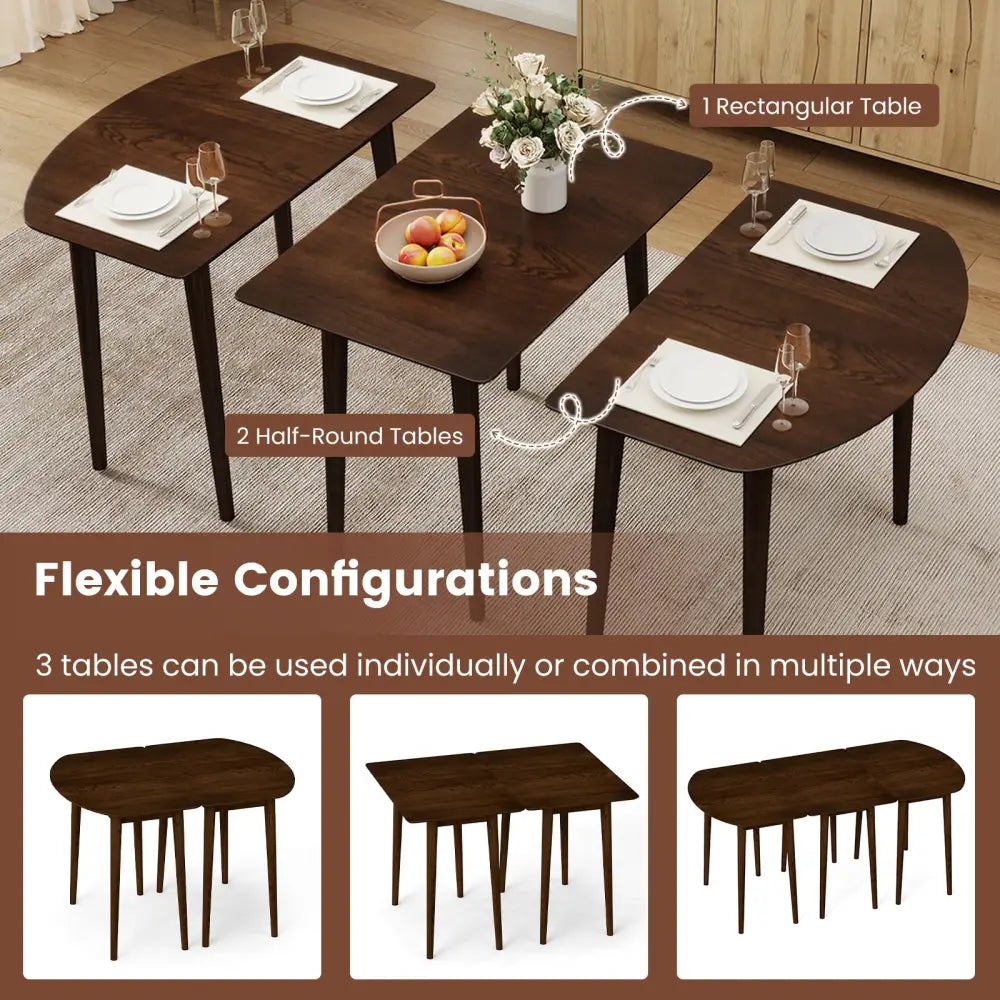 Rectangular Wooden Dining Table for 2-4 34 Inch Farmhouse Solid Wood Kitchen Table-Walnut - Walnut - Dining Tables