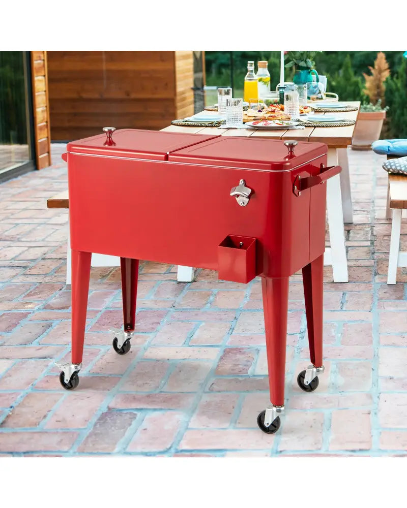 Red Portable Outdoor Patio Cooler Cart - Red - Coolers
