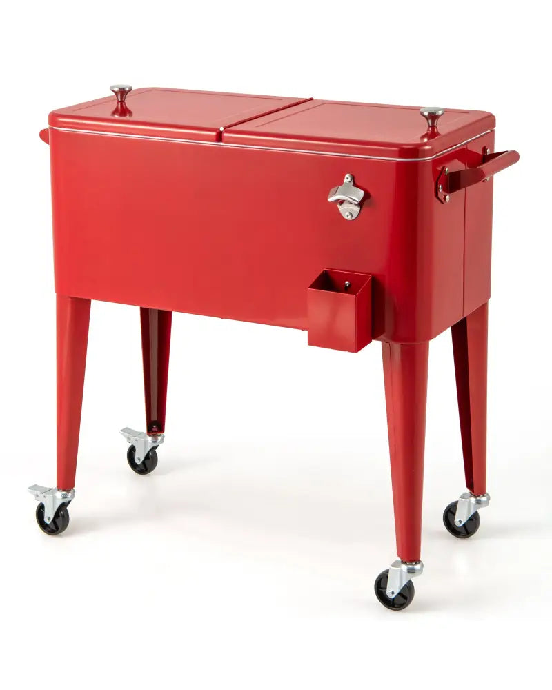 Red Portable Outdoor Patio Cooler Cart - Red - Coolers