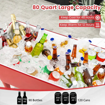 Red Portable Outdoor Patio Cooler Cart - Red - Coolers