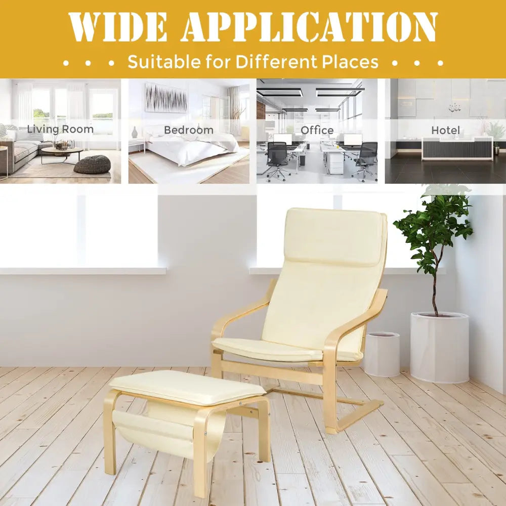 Relax Bentwood Lounge Chair Set with Magazine Rack-White - White - Accent Chairs