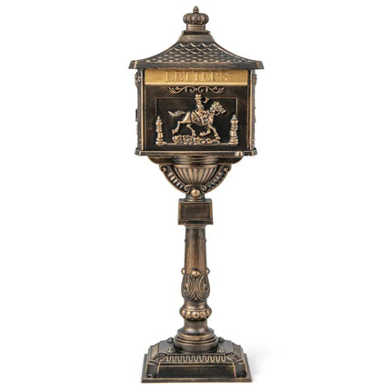 Retro Cast Aluminum Mailbox Security Postal Letter Box with Baffle Door-Bronze - Bronze - Outdoor Decor