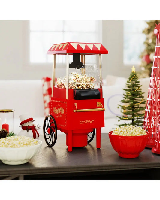 Retro Hot Air Popcorn Maker 1200W with Kernel Measuring Cup-Red - Red - Small Appliances