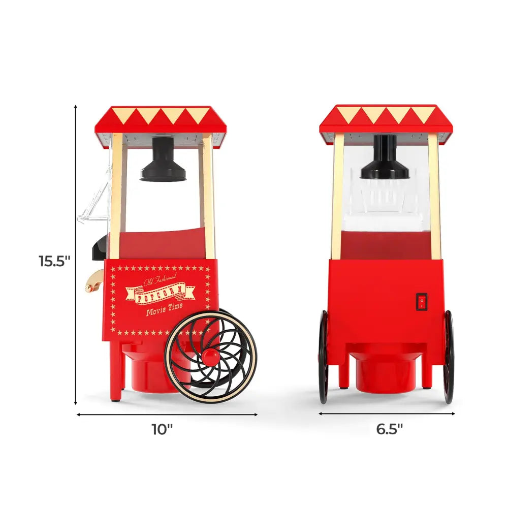 Retro Hot Air Popcorn Maker 1200W with Kernel Measuring Cup-Red - Red - Small Appliances