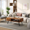 Retro Rectangular Coffee Table with Drawer and Storage Shelf-Rustic Brown - Brown - Coffee Tables