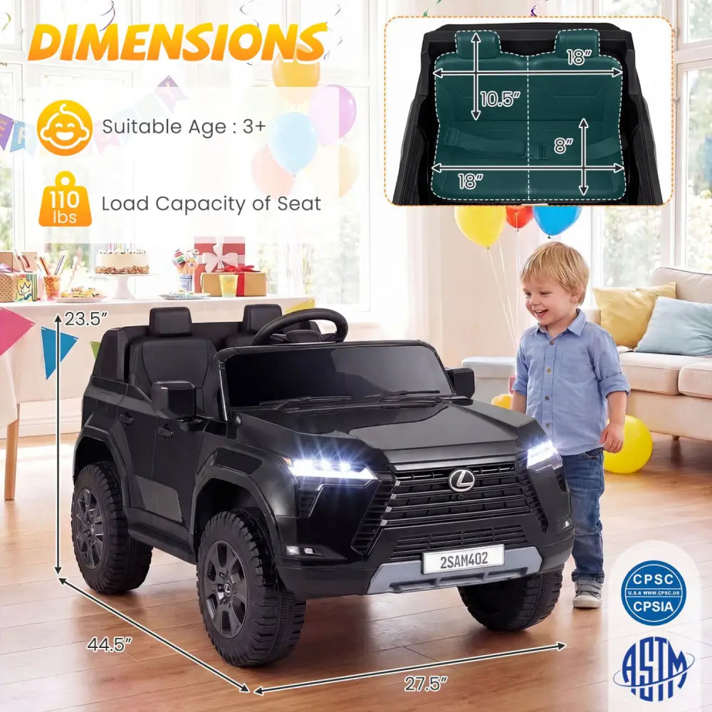 Ride on Car 24V 4WD Licensed LEXUS GX550 Electric Vehicle with Remote for Boys Girls Aged 3+-Black - Black - Powered