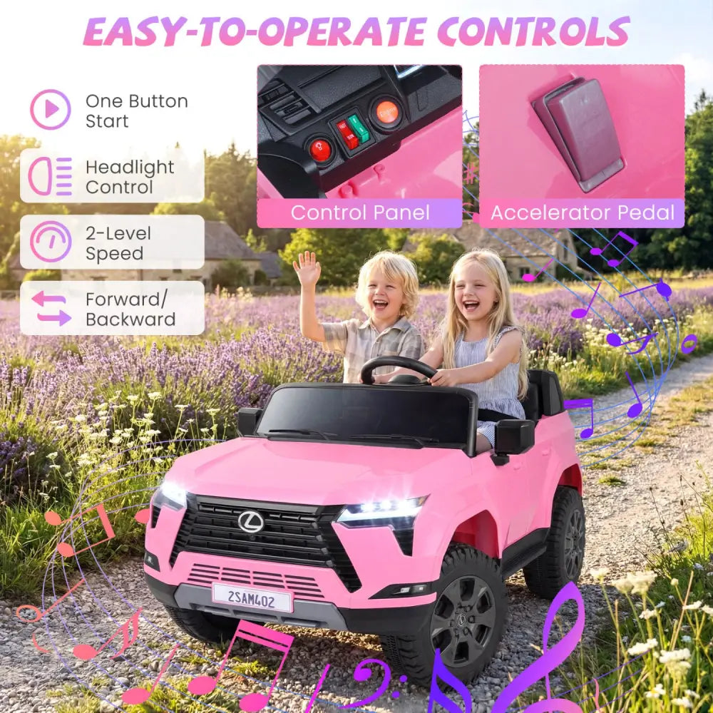 Ride on Car 24V 4WD Licensed LEXUS GX550 Electric Vehicle with Remote for Boys Girls Aged 3+-Pink - Pink - Powered Ride
