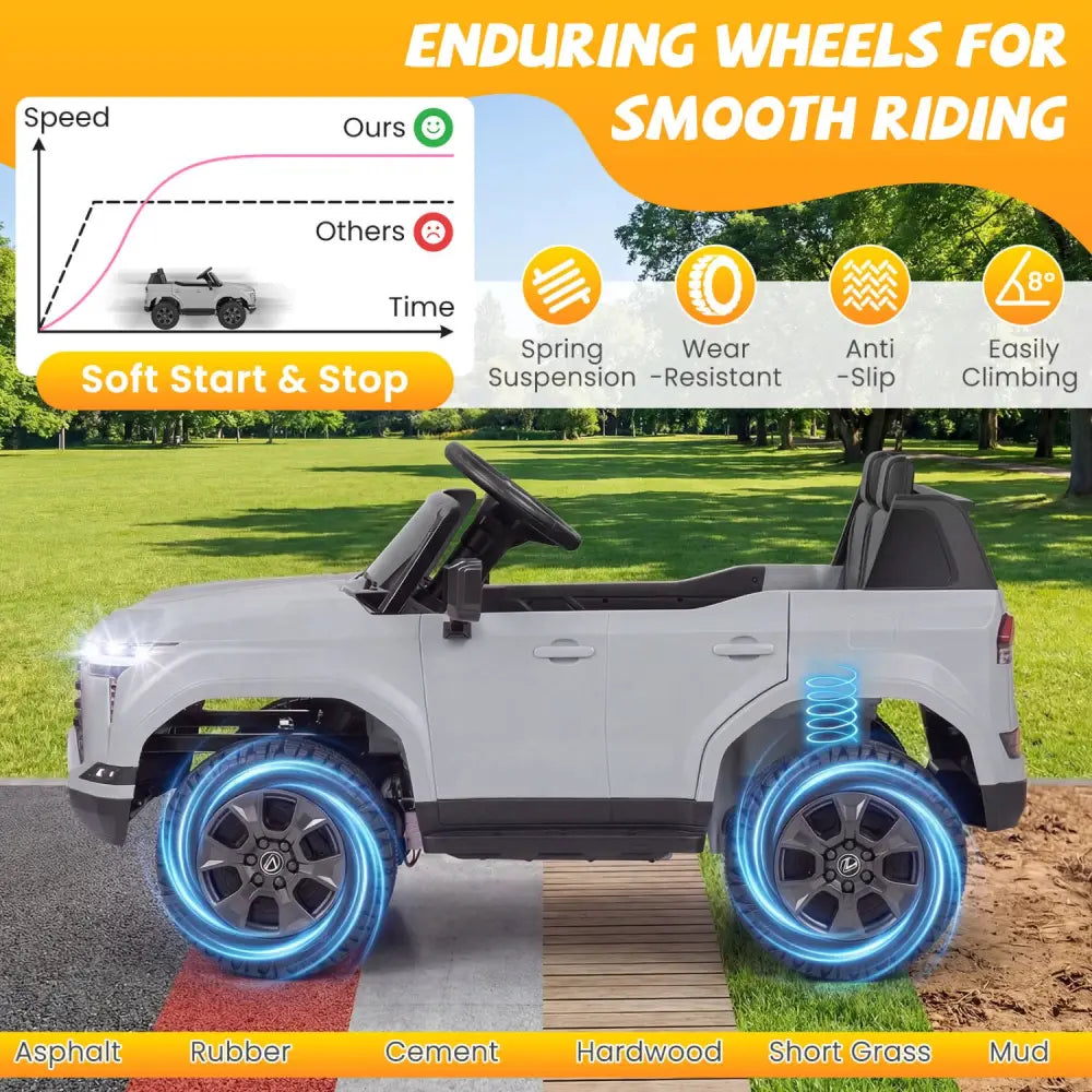 Ride on Car 24V 4WD Licensed LEXUS GX550 Electric Vehicle with Remote for Boys Girls Aged 3+-Grey - Gray - Powered Ride