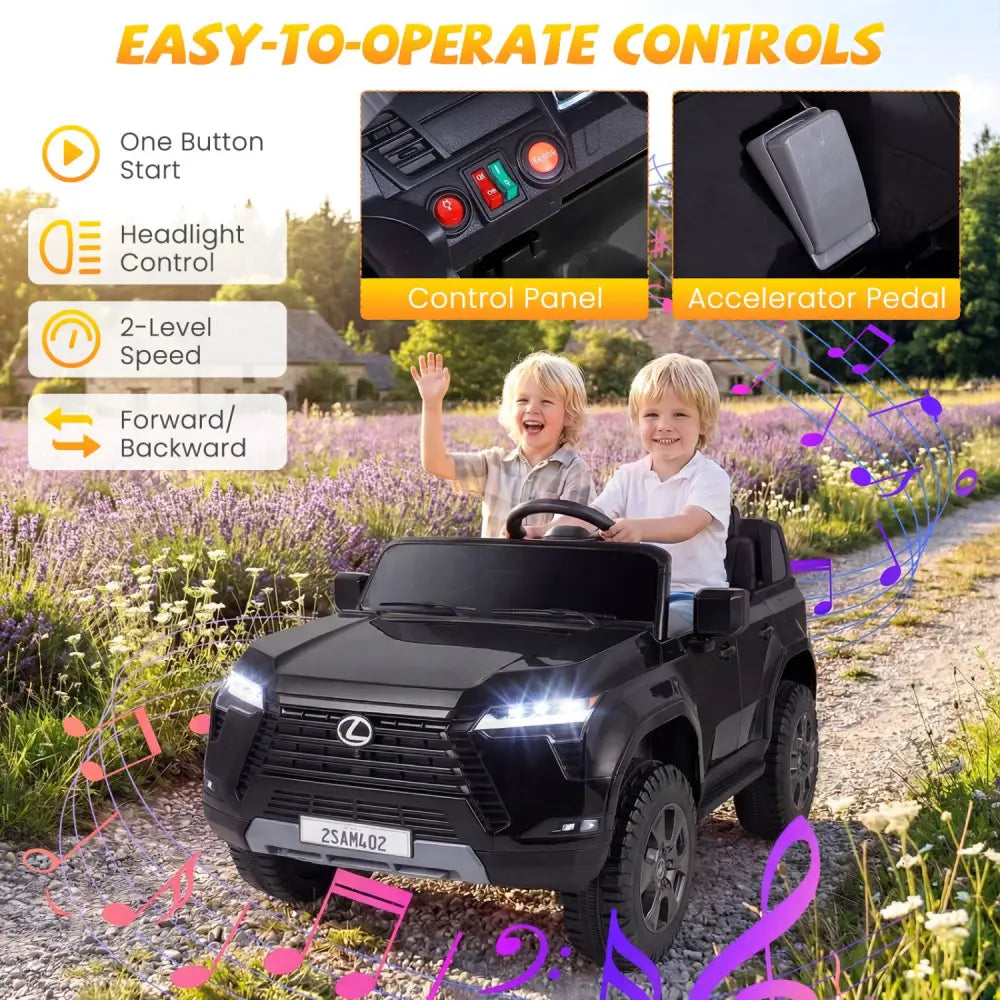 Ride on Car 24V 4WD Licensed LEXUS GX550 Electric Vehicle with Remote for Boys Girls Aged 3+-Black - Black - Powered