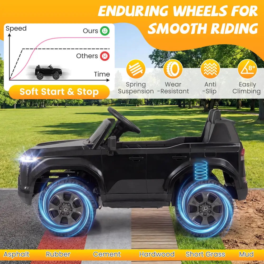Ride on Car 24V 4WD Licensed LEXUS GX550 Electric Vehicle with Remote for Boys Girls Aged 3+-Black - Black - Powered