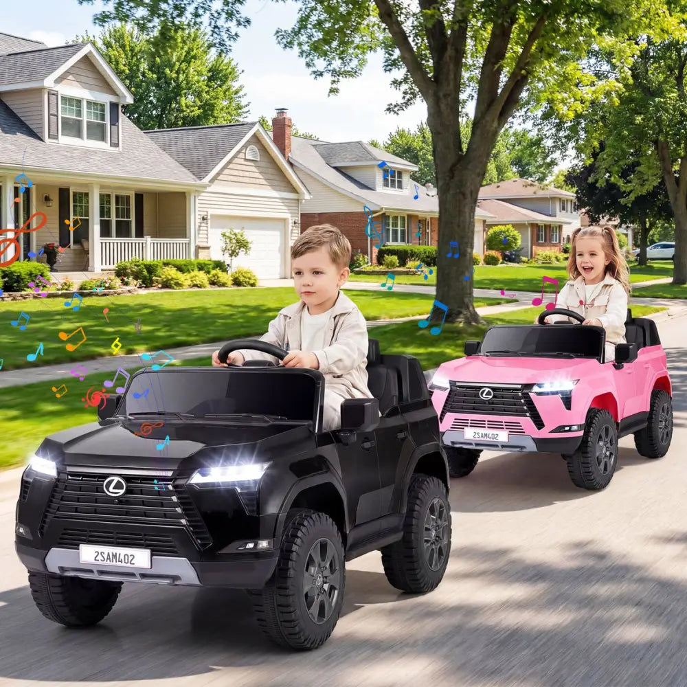 Ride on Car 24V 4WD Licensed LEXUS GX550 Electric Vehicle with Remote for Boys Girls Aged 3+-Black - Black - Powered