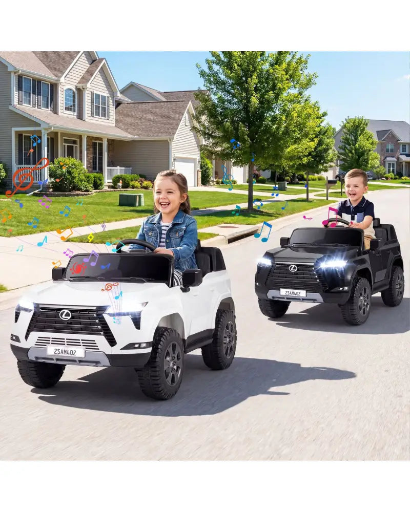 Ride on Car 24V 4WD Licensed LEXUS GX550 Electric Vehicle with Remote for Boys Girls Aged 3+-White - White - Powered