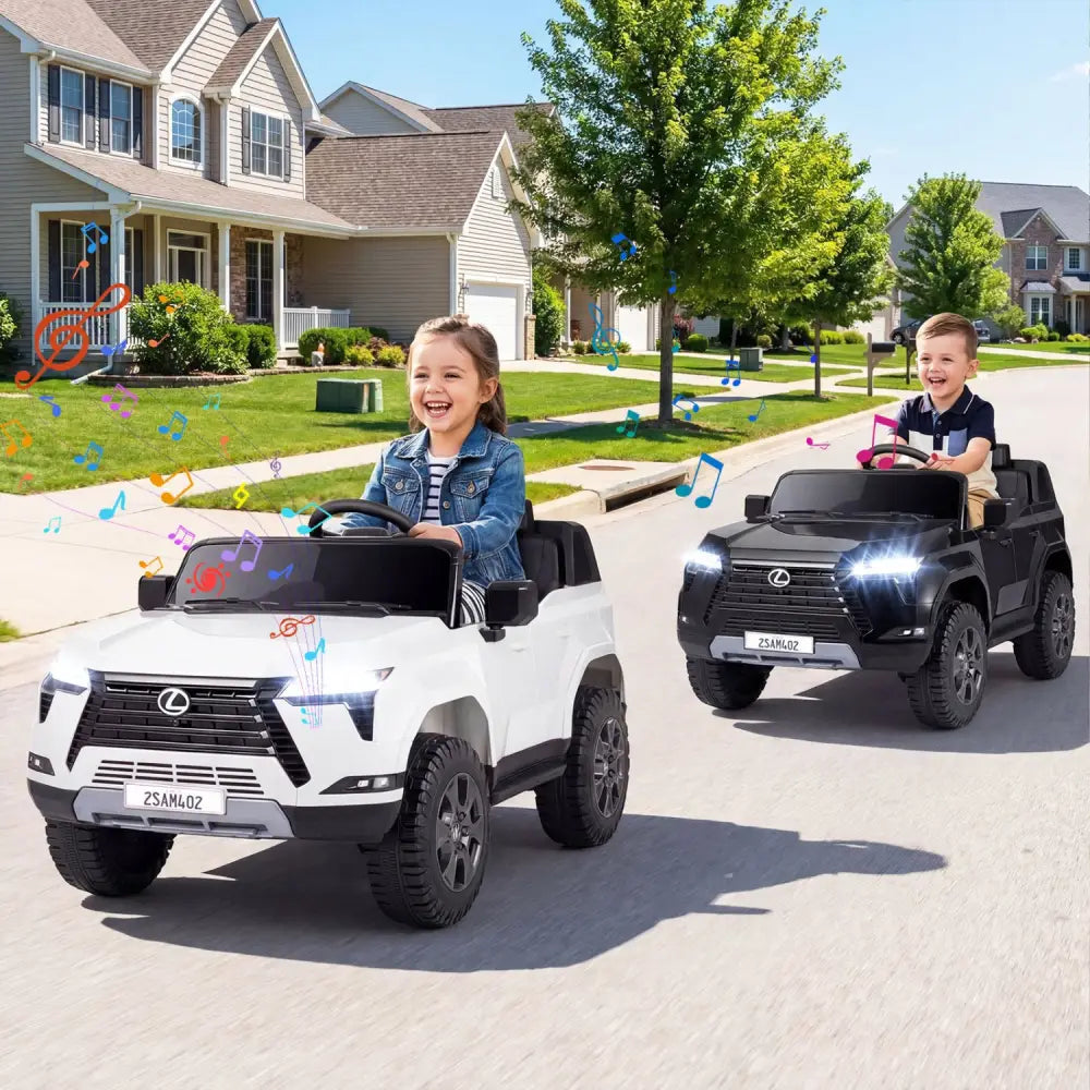 Ride on Car 24V 4WD Licensed LEXUS GX550 Electric Vehicle with Remote for Boys Girls Aged 3+-White - White - Powered