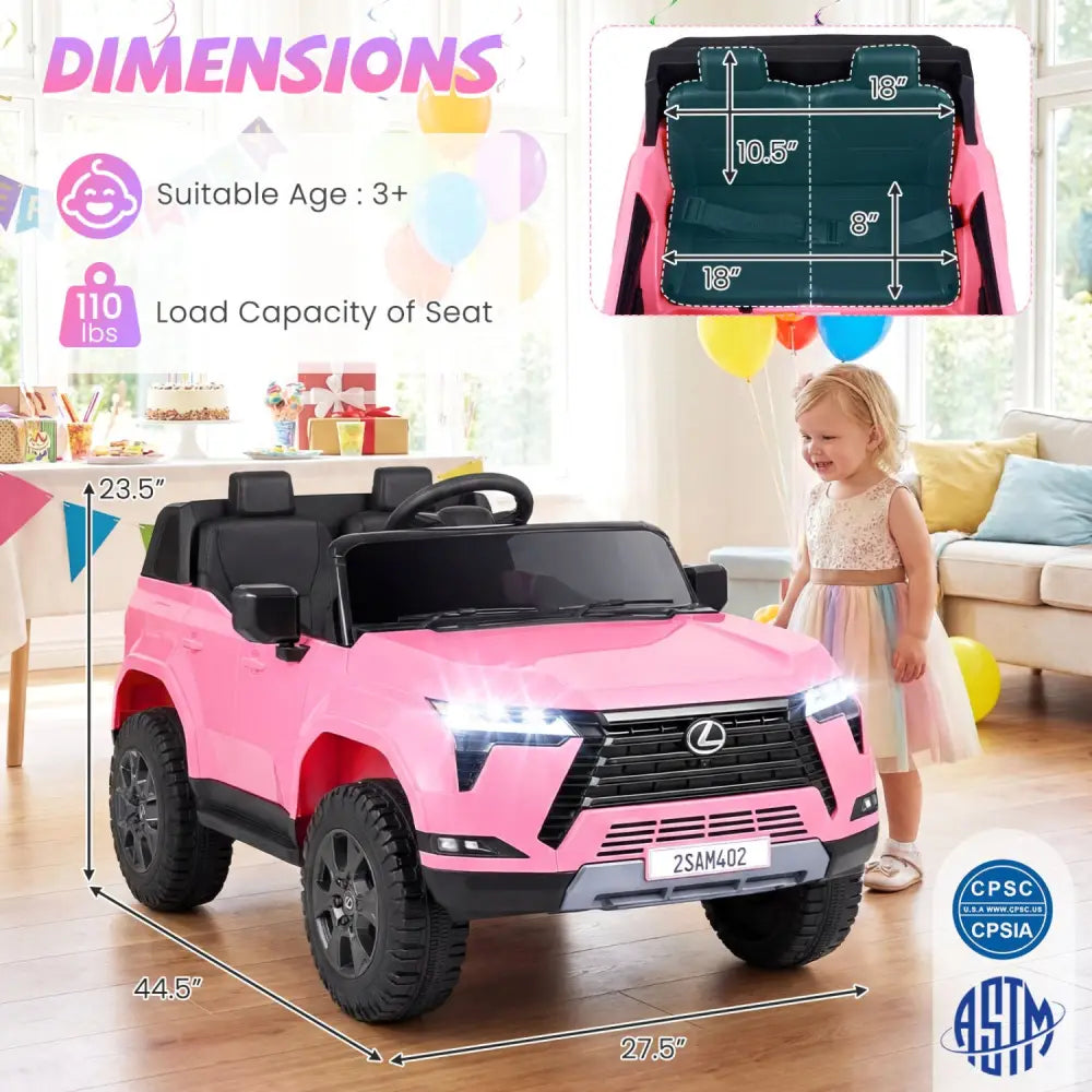 Ride on Car 24V 4WD Licensed LEXUS GX550 Electric Vehicle with Remote for Boys Girls Aged 3+-Pink - Pink - Powered Ride