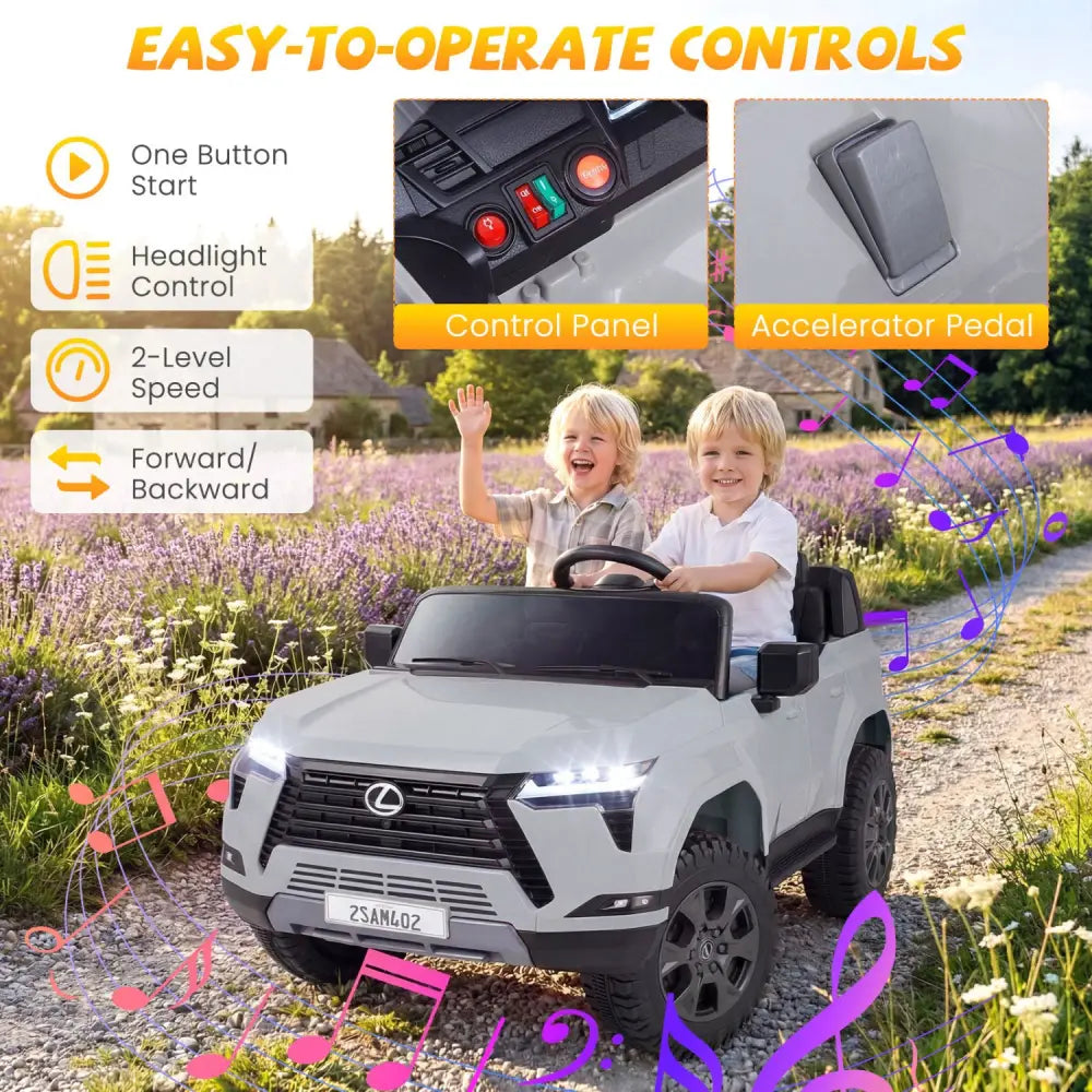Ride on Car 24V 4WD Licensed LEXUS GX550 Electric Vehicle with Remote for Boys Girls Aged 3+-Grey - Gray - Powered Ride