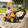 Ride on Push Car Bulldozer Digger Toy with Safety Helmet and Working Shovel - Yellow - Push & Pedal Ride On Toys