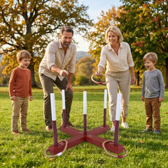 Ring Toss Game for Kids and Adult with 6 Rope Rings and Storage Bag-Brown - Brown - Lawn Games