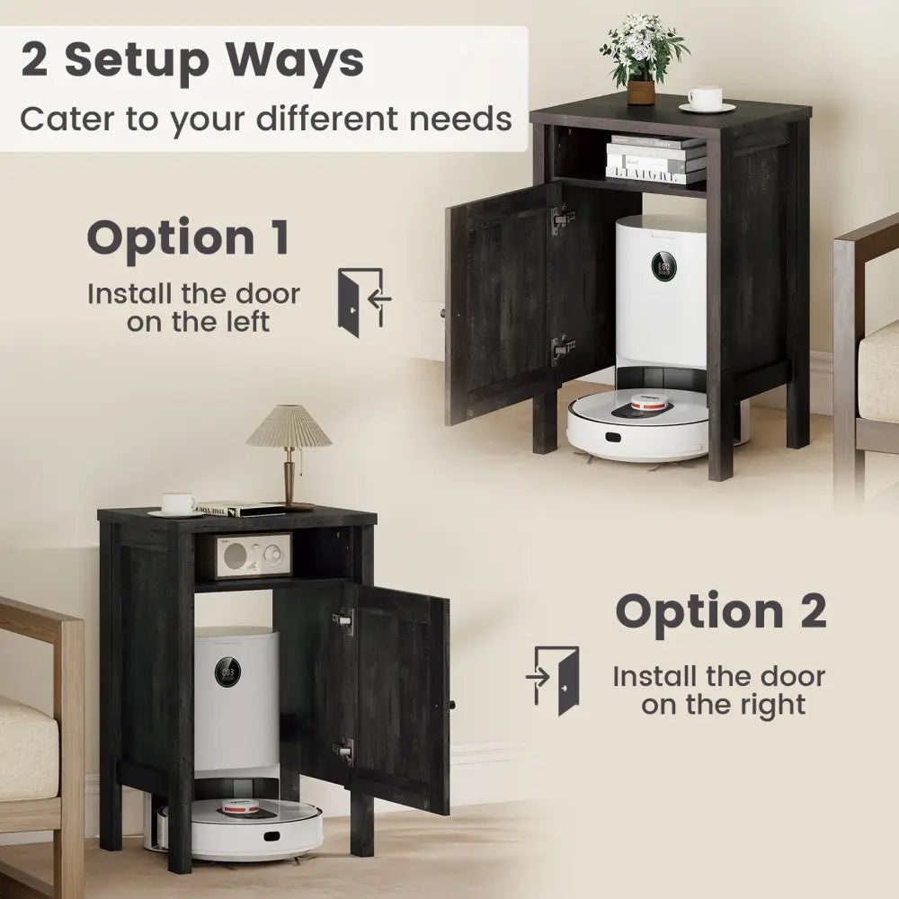 Robot Vacuum Storage Cabinet with Door and Open Shelf for Living Room Bedroom-Gray - Dark Gray - Cabinets & Chests