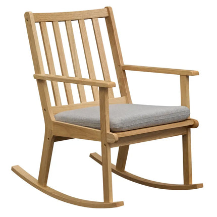Rocking Chair with Cushion Solid Rubber Wood Rocker with Padded Seat-Natural - Natural - Accent Chairs