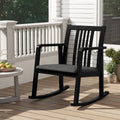Rocking Chair with Slatted Back and Curved Armrests-Black - Black - Patio Rocking Chairs & Gliders