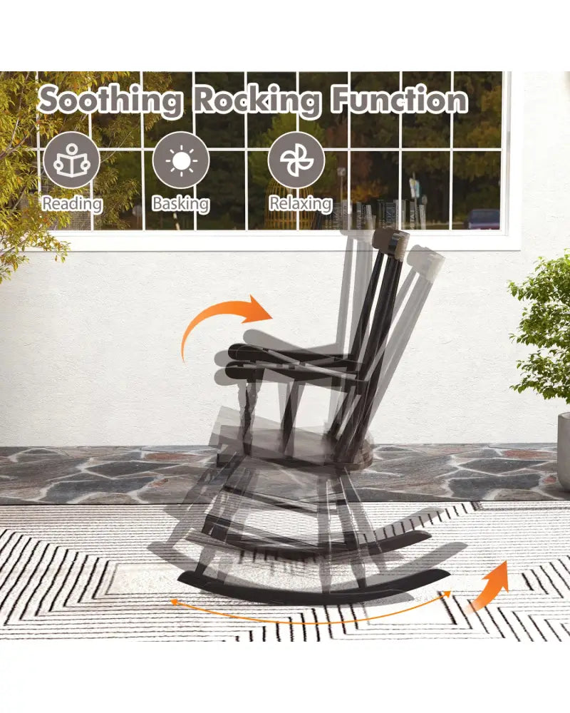 Rocking Chair with Solid Wooden Frame for Garden and Patio-Brown - Brown - Patio Rocking Chairs & Gliders