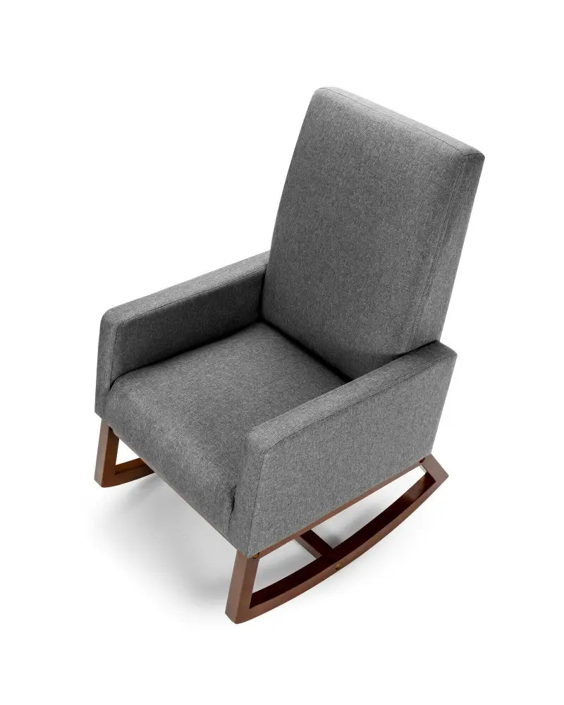 Rocking High Back Upholstered Lounge Armchair with Side Pocket-Gray - Gray - Accent Chairs