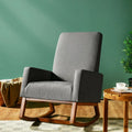 Rocking High Back Upholstered Lounge Armchair with Side Pocket-Gray - Gray - Accent Chairs