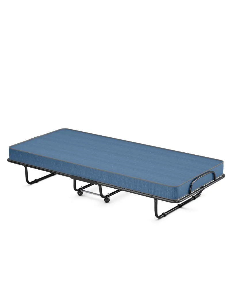 Rollaway Guest Bed with Sturdy Steel Frame and Memory Foam Mattress Made in Italy-Navy - Navy - Folding Beds