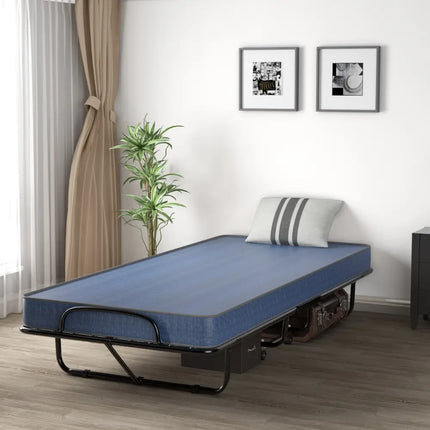 Rollaway Guest Bed with Sturdy Steel Frame and Memory Foam Mattress Made in Italy-Navy - Navy - Folding Beds