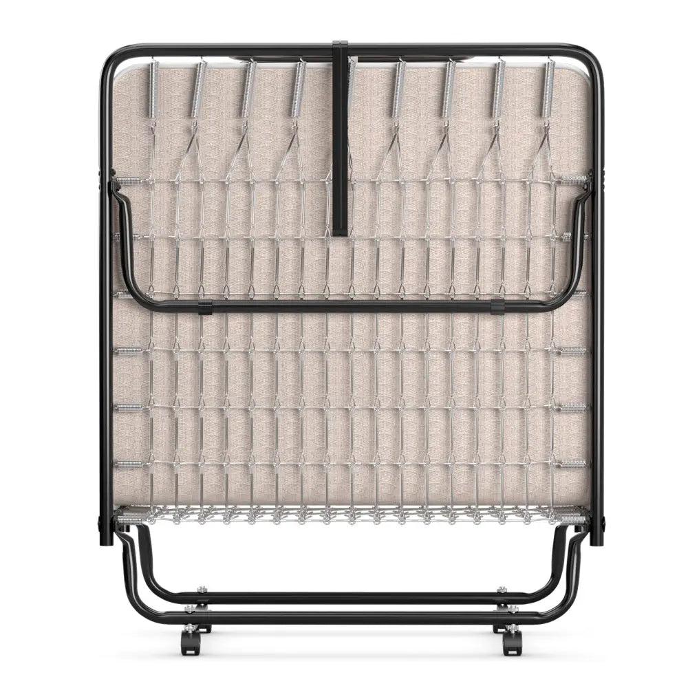Rollaway Guest Bed with Sturdy Steel Frame and Memory Foam Mattress Made in Italy-Beige - Beige - Folding Beds