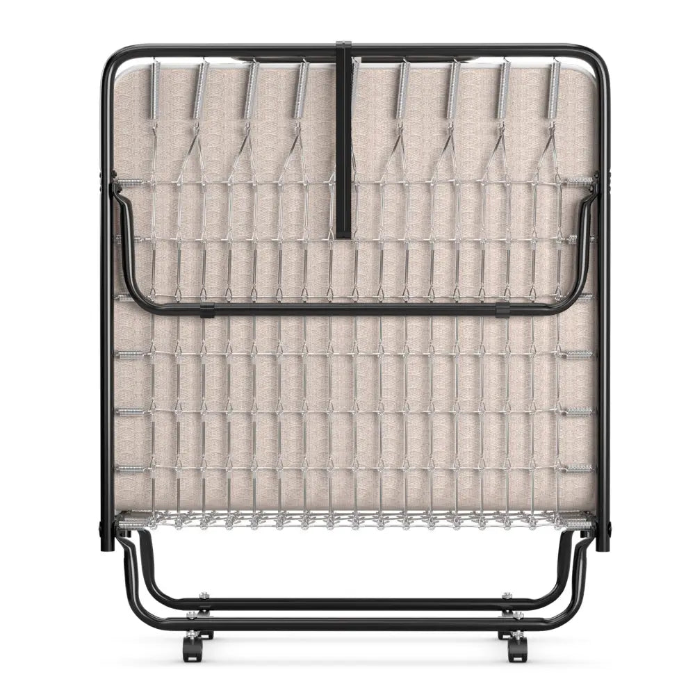 Rollaway Guest Bed with Sturdy Steel Frame and Memory Foam Mattress Made in Italy-Beige - Beige - Folding Beds