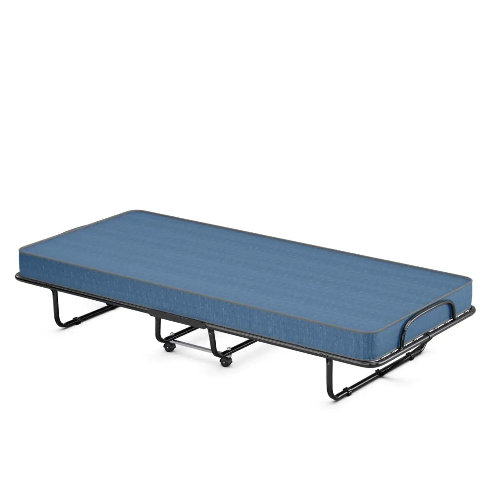 Rollaway Guest Bed with Sturdy Steel Frame and Memory Foam Mattress Made in Italy-Navy - Navy - Folding Beds