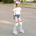 Roller Skates for Teens 4 Sizes Adjustable with Light-up Wheels for Boys Girls Ages 13+-Blue - Blue - Toy Sports