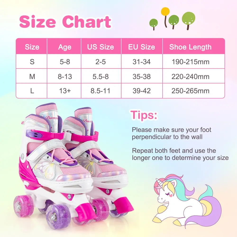 Roller Skates for Teens 4 Sizes Adjustable with Light-up Wheels for Boys Girls Ages 13+-Rose Red - Rose Red - Toy Sports