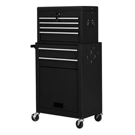 Rolling Cabinet Storage Chest Box Garage Toolbox-Black - Black - Garages