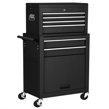 Rolling Cabinet Storage Chest Box Garage Toolbox-Black - Black - Garages