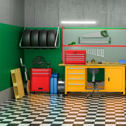 Rolling Cabinet Storage Chest Box Garage Toolbox Organizer-Red - Red - Garages