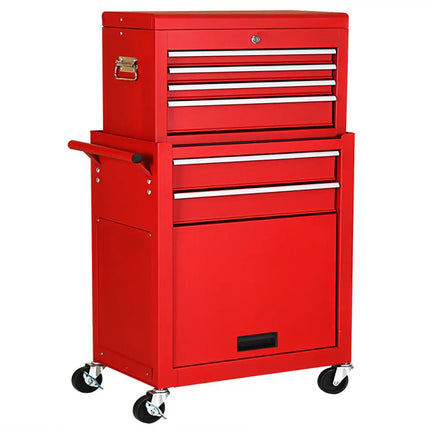Rolling Cabinet Storage Chest Box Garage Toolbox Organizer-Red - Red - Garages