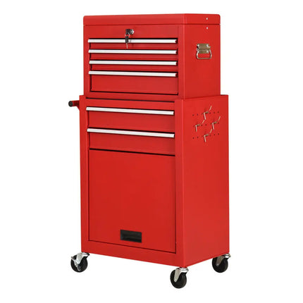 Rolling Cabinet Storage Chest Box Garage Toolbox Organizer-Red - Red - Garages