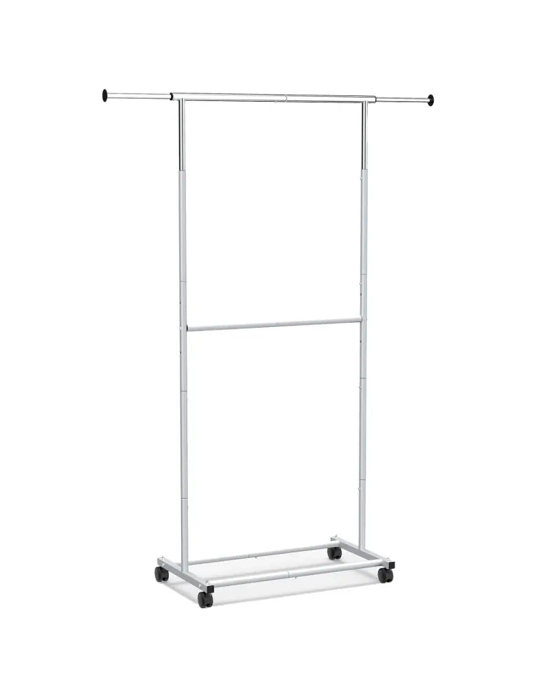 Rolling Clothes Rack Double-Rod Extendable Garment Stand for Hanging Clothes - Clothing & Closet Storage