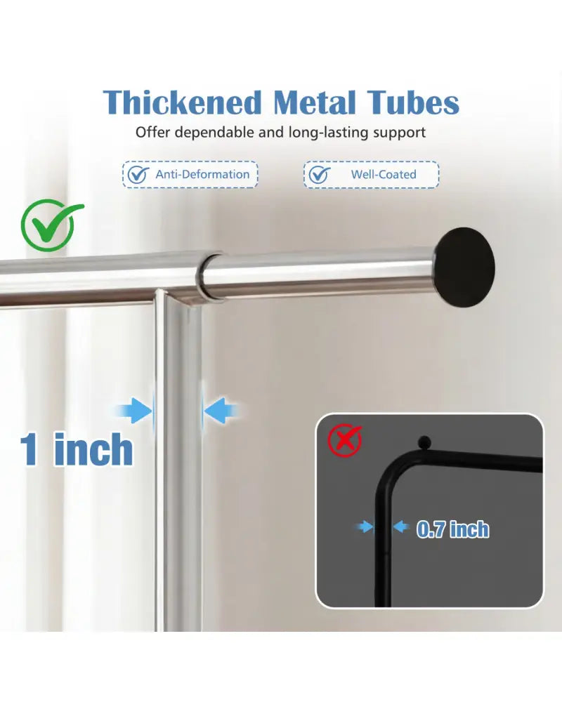 Rolling Clothes Rack Extendable Garment Stand for Hanging Clothes - Coat Racks & Hall Trees