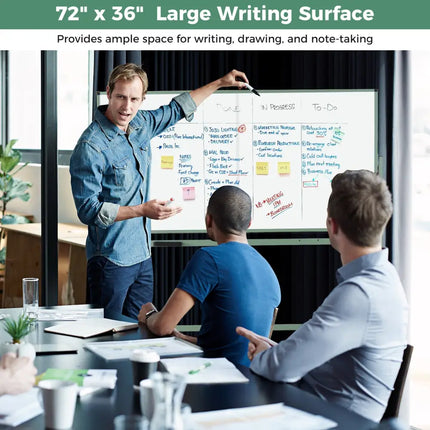 Rolling Double-Sided Magnetic Whiteboard on Wheels with Stand and Aluminum Alloy Frame-Green - Green - Home Office