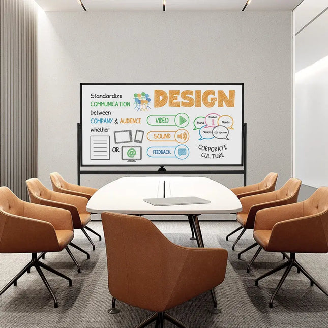 Rolling Double-Sided Magnetic Whiteboard on Wheels with Stand and Aluminum Alloy Frame-Black - Black - Home Office